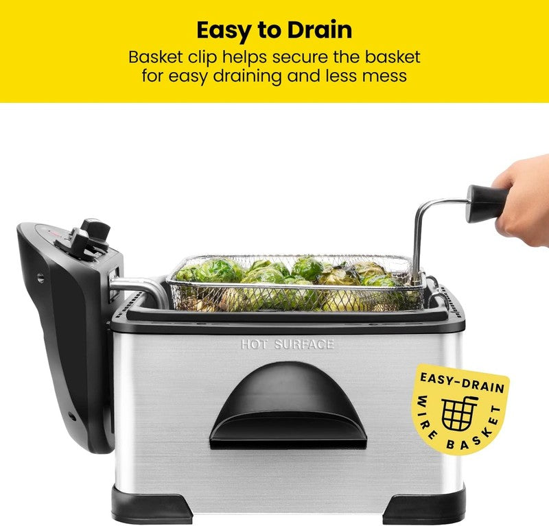 4.5L Deep Fryer XL Adjustable Temp Timer Removable Oil Tank Stainless Steel4