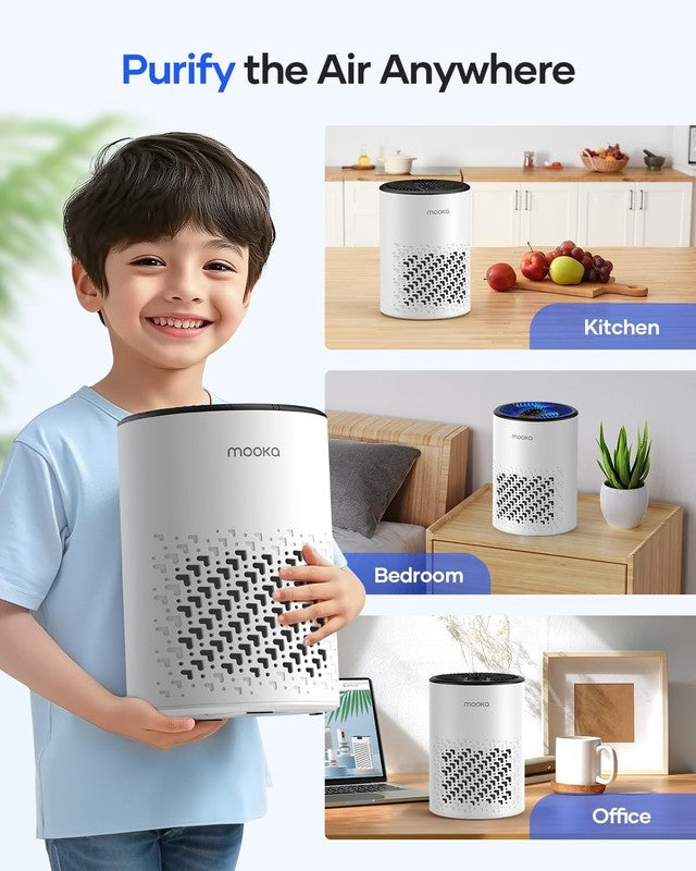 Air Purifier for Bedroom Home Pets w/ Fragrance Sponge Smoke Dust Odor White7