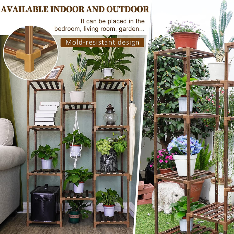 Plant Stand Indoor Outdoor,  Tall Plant Shelf for Multiple Plants, 10 Tiers 11 P4