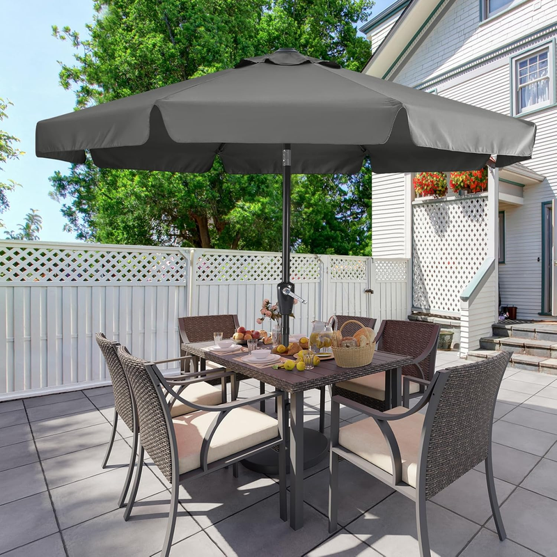 Outdoor 9FT Market Umbrella Crank Tilt Waterproof UV Protection Gray7