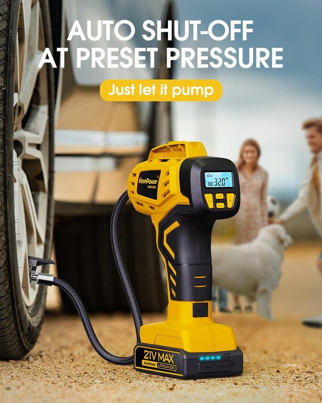 Portable Tire Inflator 160PSI | 21V Rechargeable Air Compressor | Dual Power4