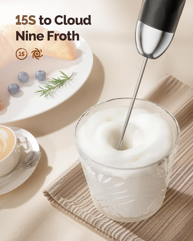 Rechargeable Milk Frother with Stepless Speed Control, Lunafro 2.0 Handheld Elec5