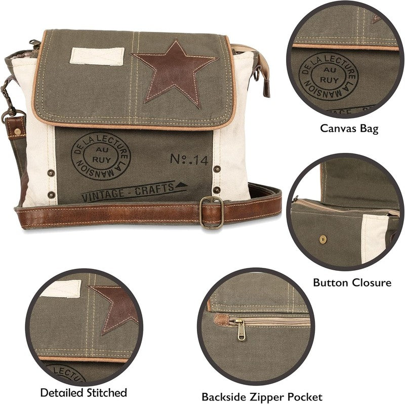 Leather Star Shoulder Bag Adjustable Handle Leather Trim Star Women Laptop Bag6