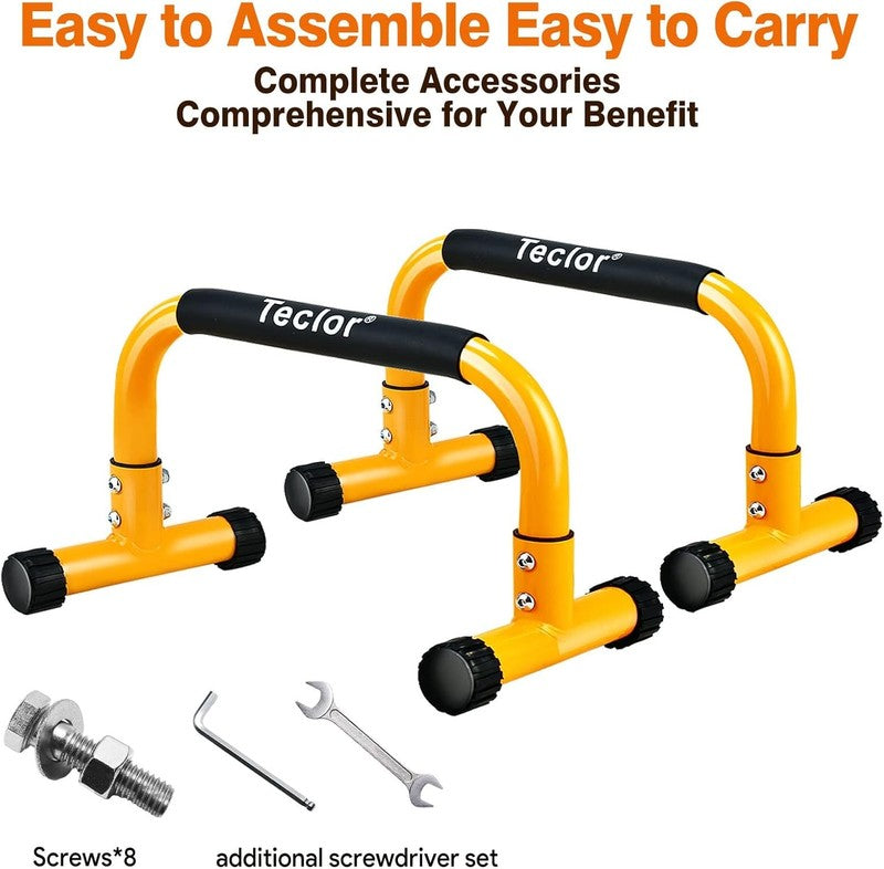 Push Up Parallettes Bars 9.5" Heavy Duty Stand L Sit Dip Handstand Calisthenics6