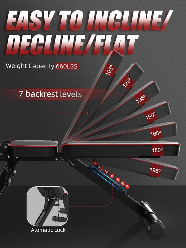 Versatile Adjustable Weight Bench for Full Body Home Workouts   Foldable FID2