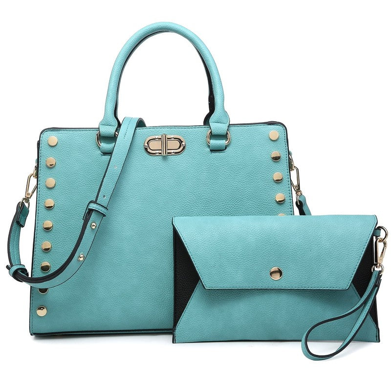 Women Satchel Handbag Shoulder Tote Work Bag with Matching Wallet6