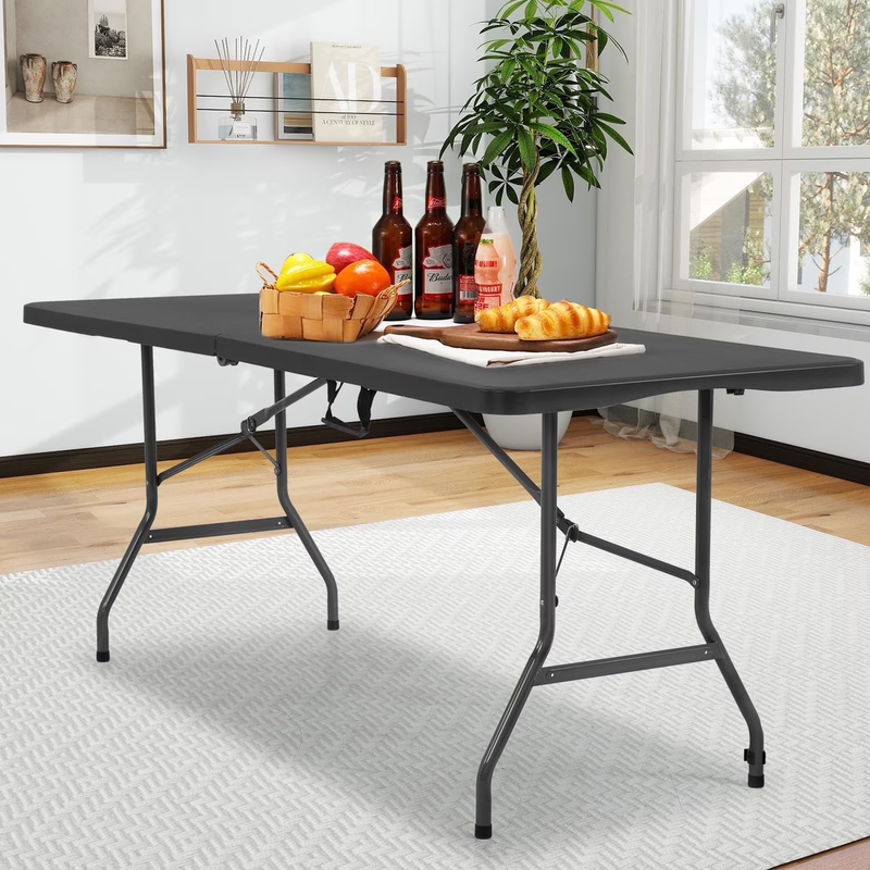 72'' Folding Design Utility Table, Black0