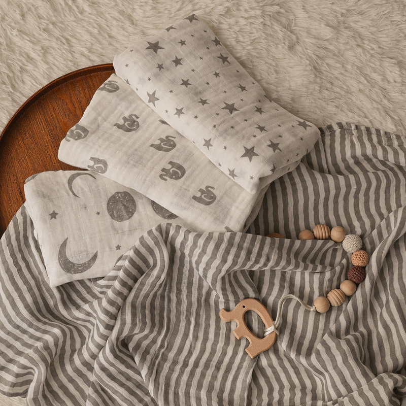4 Pack Muslin Swaddle Blankets 35"x40" Newborn Infant Boys & Girls3