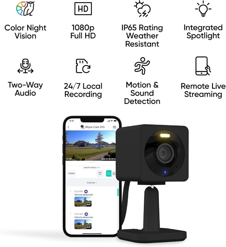 Wi Fi Outdoor Security Camera with Color Night Vision & 2 Way Audio, Black1