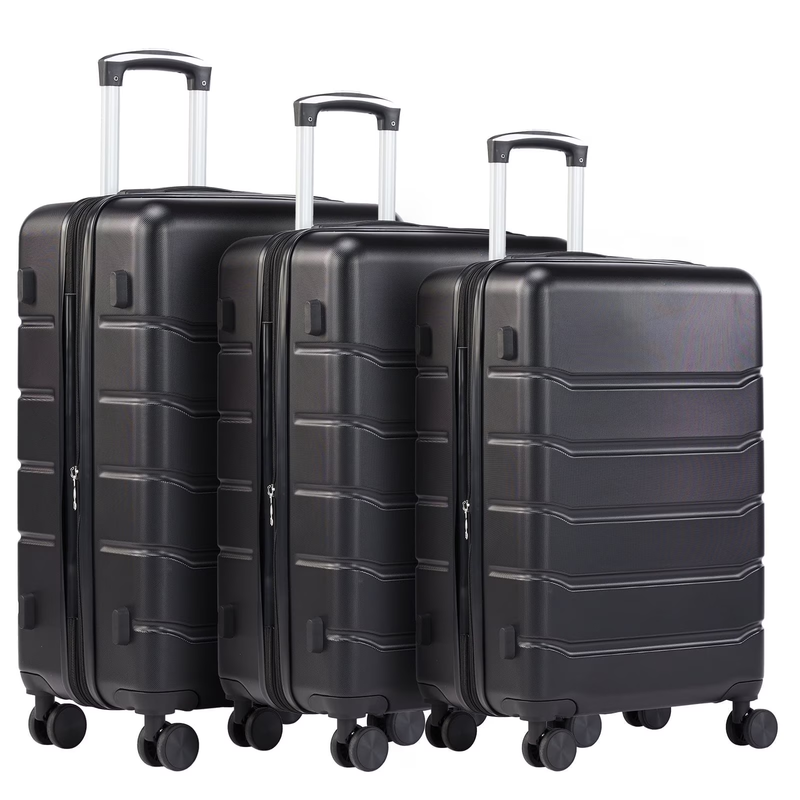 3-Piece Hard Shell Luggage Set ABS Expandable Spinner TSA Lock Black8