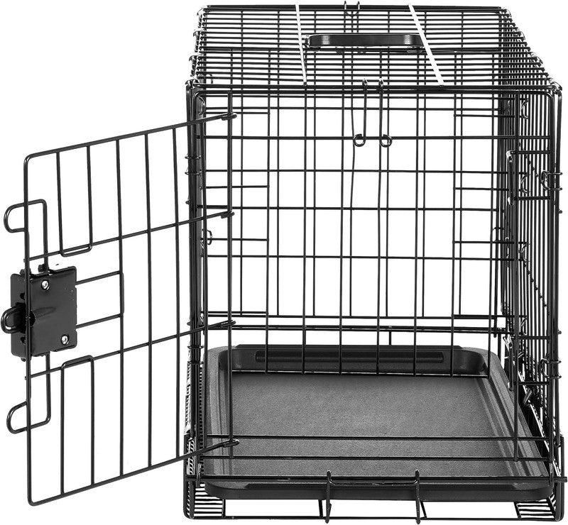 Foldable Metal Wire Dog Crate w/ Tray Divider 22x13x16 Travel Black2