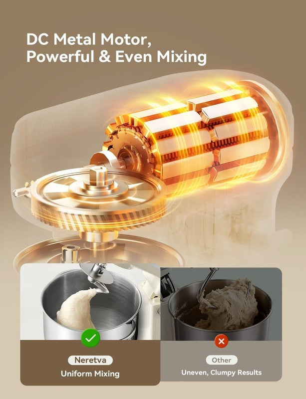 400W Stand Mixer 6.34QT 6+P Speed w/ Dough Hook Whisk Beater LED1