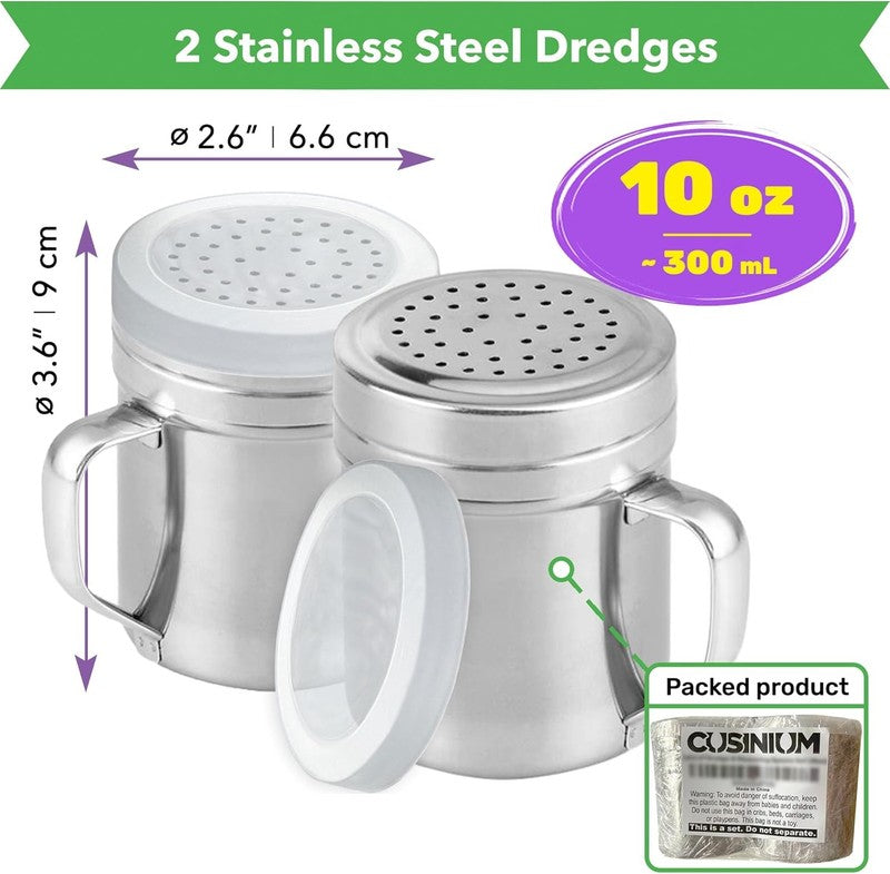 Metal Salt Pepper Dredge Shakers   with Handle   Seasonings Spice Shakers with H1