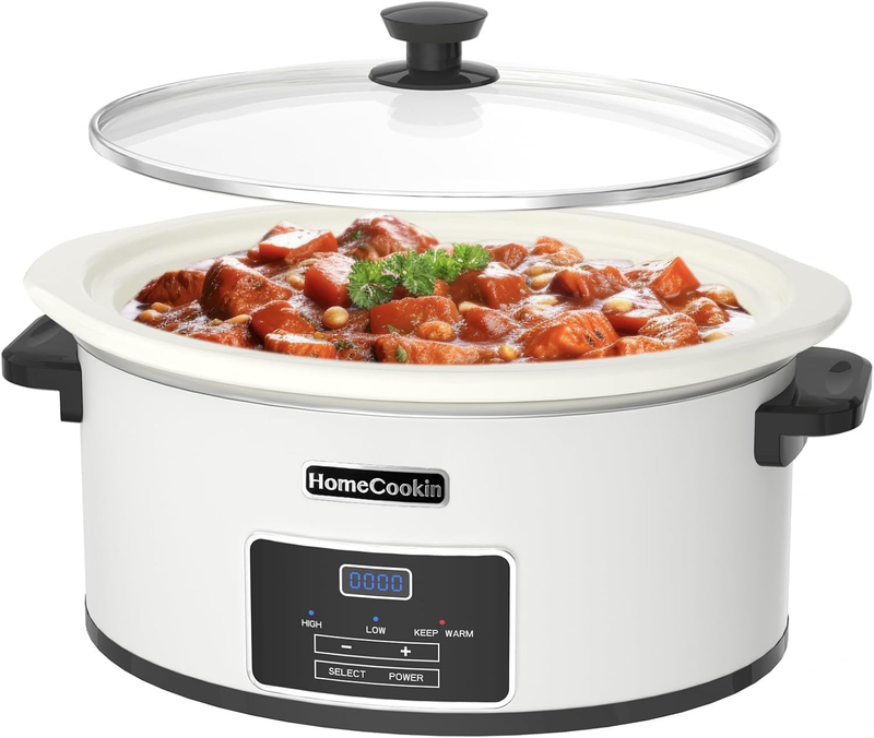 8Qt Programmable Slow Cooker Timer Keep Warm 6+ Servings White8