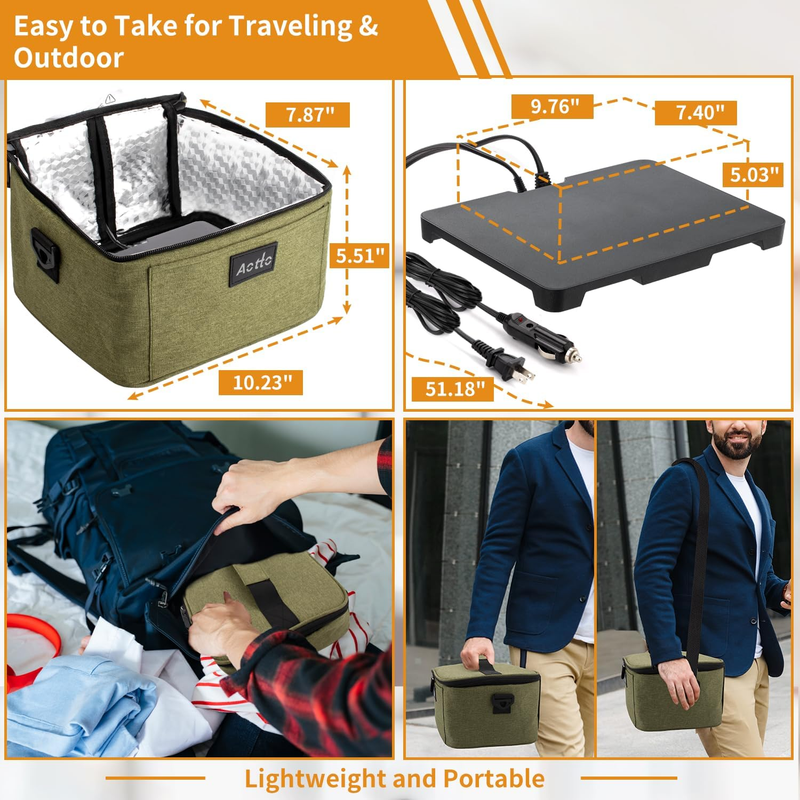 Portable Electric Lunch Box Food Warmer 12V/24V/110V Car Oven Green3