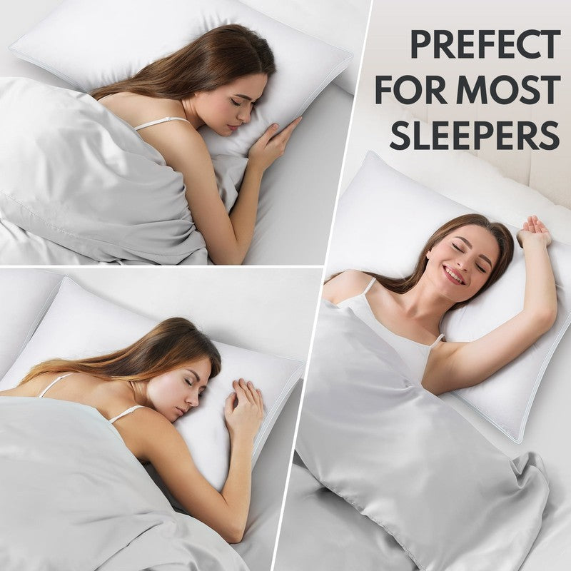 Goose Feather down Pillows, Gusseted Bed Pillows Queen Size Set of 2, Luxury Hot4