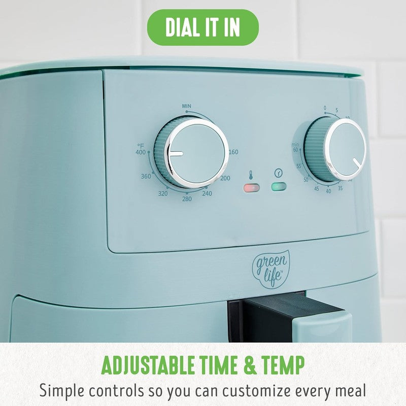 4.5QT Air Fryer, Mechanical Dial Controls, Pfas Free Ceramic Nonstick Drawer, Ad4