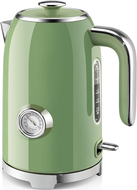 Electric Kettle 57Oz 1500W Stainless Steel Fast Boil w/ Thermometer Green8