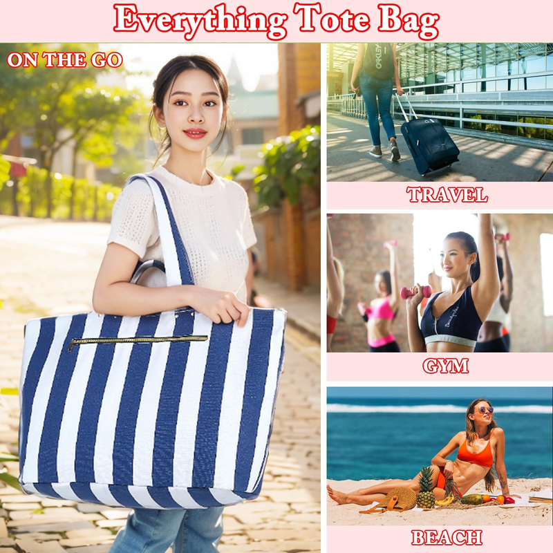 Beach Tote Bag Waterproof Sandproof Large Canvas Travel Pool Bag6