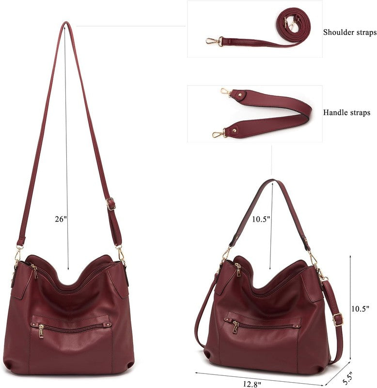 Women Large Crossbody Bag Shoulder Handbag Purse Wallet Set Hobo Tote3