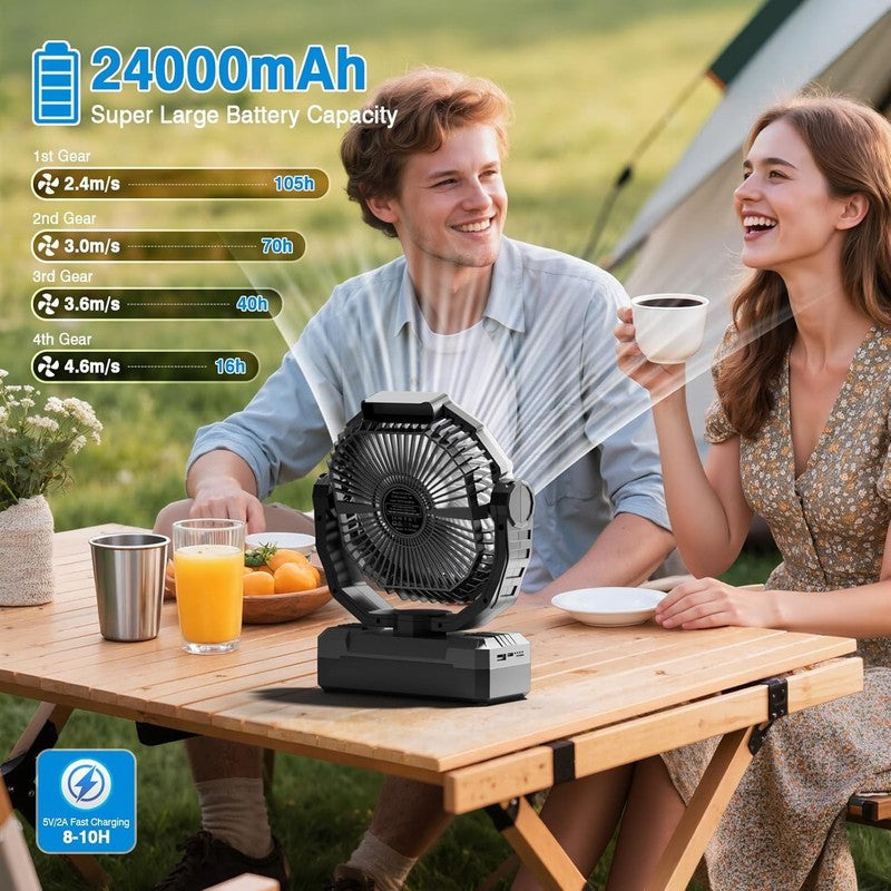 3 In 1 Camping Fan   Portable Fans Rechargeable   24000Mah Battery Powered Fan(11