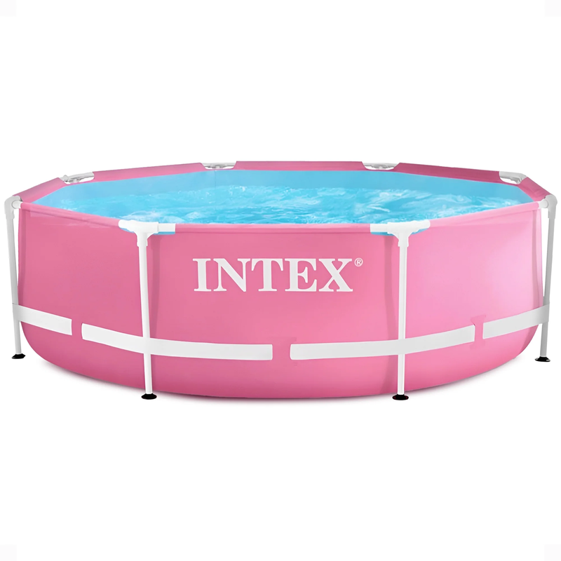 8ft Round Metal Frame Pool 30in Above Ground Swimming Pool Pink9