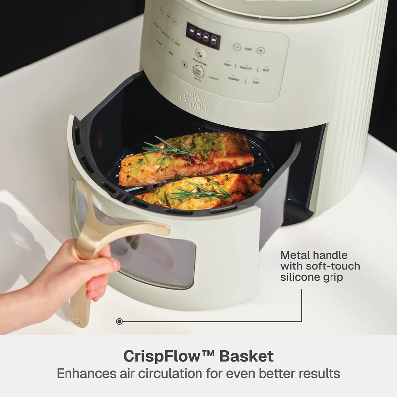 6QT Air Fryer with Thymecrisp Ceramic Nonstick Basket Eucalyptus Green6