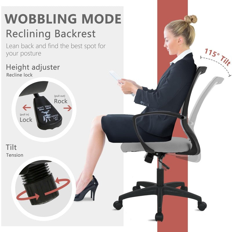 Ergonomic Office Chair, Lumbar Support, Adjustable Height with Armrests for Adul3