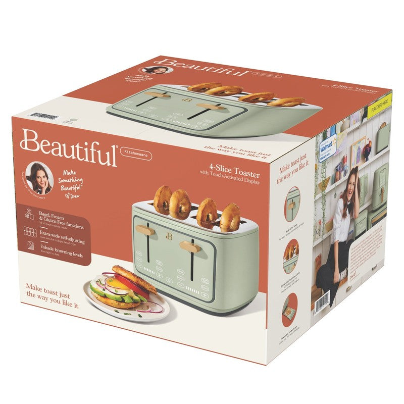 4-Slice Toaster with Touch-Activated Display, Sage Green by Drew Barrymore9