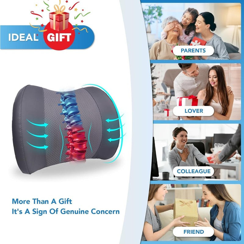 Memory Foam Lumbar Support Pillow for Car & Office   Back Pain Relief Grey6