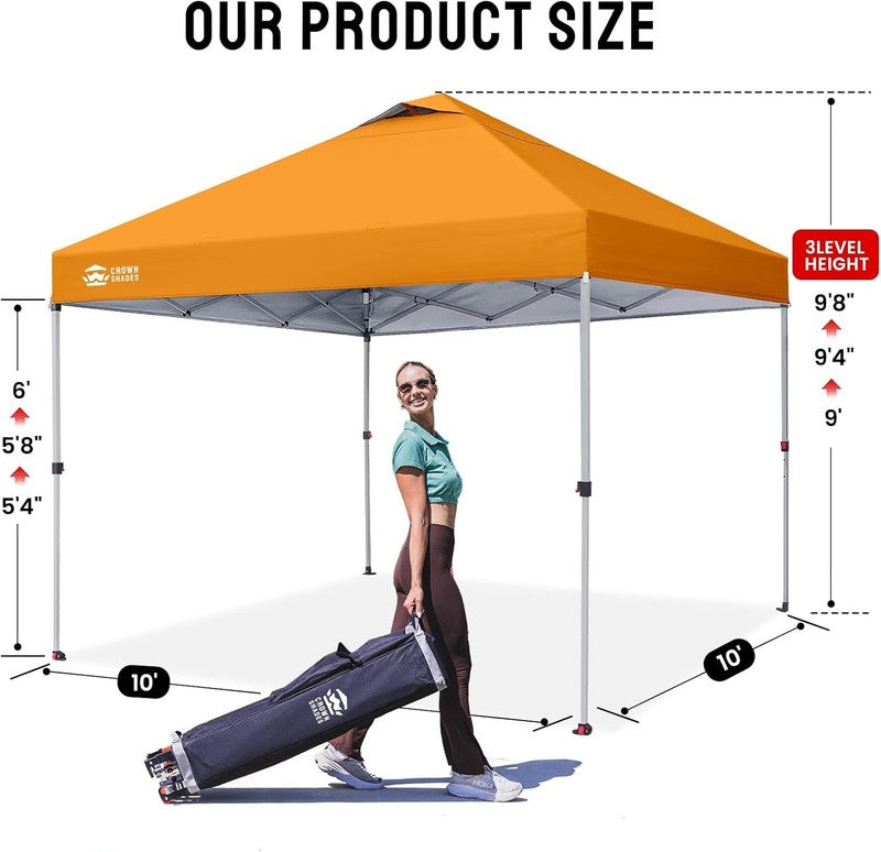 Pop Up Canopy 10x10 Outdoor Tent One Push Sun Shade Party Camping Orange5