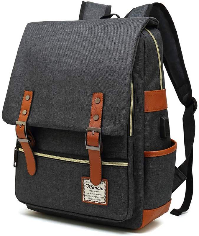 Vintage Laptop Backpack USB Charging Slim 15.6" Travel College Black8