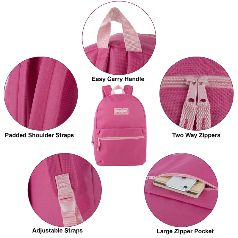 17 Inch Classic Backpack Pink School Travel Work Gym Bookbag3