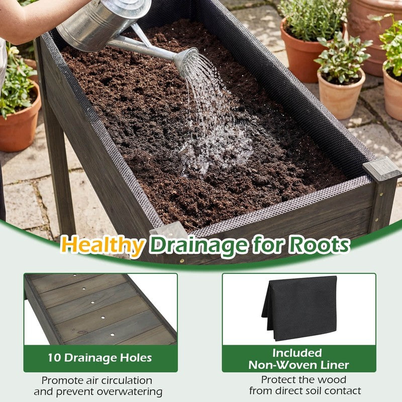 Wooden Raised Vegetable Garden Bed Elevated Grow Vegetable Planter Gray6