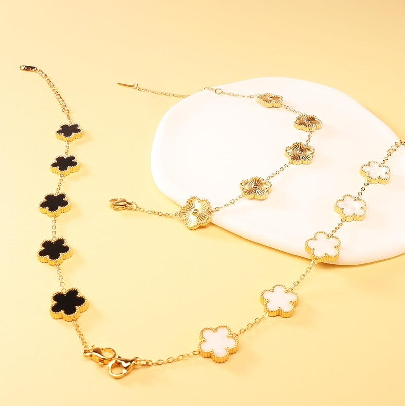 3Pcs 18K Gold Four Leaf Clover Bracelet Set Lucky Gift for Women4