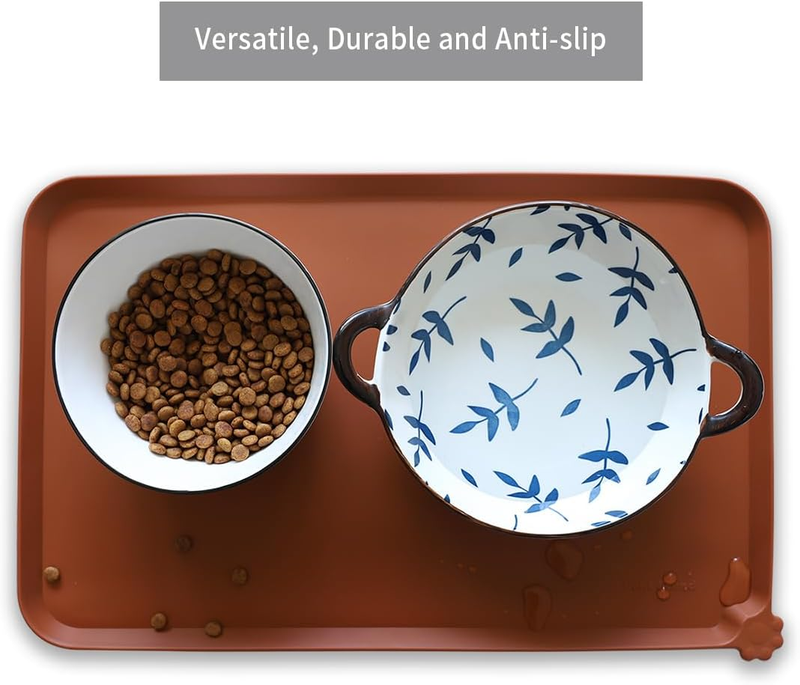 Silicone Pet Feeding Mat Non Slip Waterproof Dog Cat Bowl Mat Caramel3