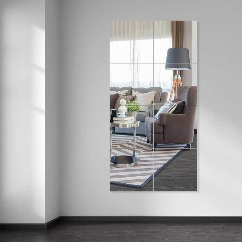 Full Body Mirror Tiles 12"x12" 8PCS Frameless Glass Wall Mirrors for Home Gym2