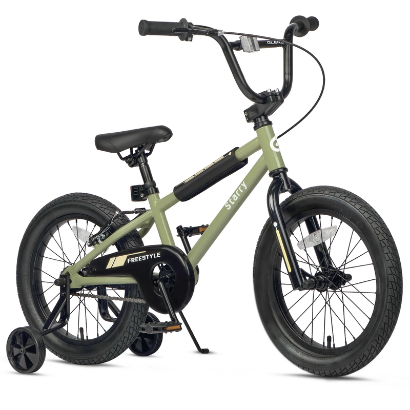 18in Kids BMX Bike w/ Training Wheels Coaster Brake Ages 6 9 Army Green0