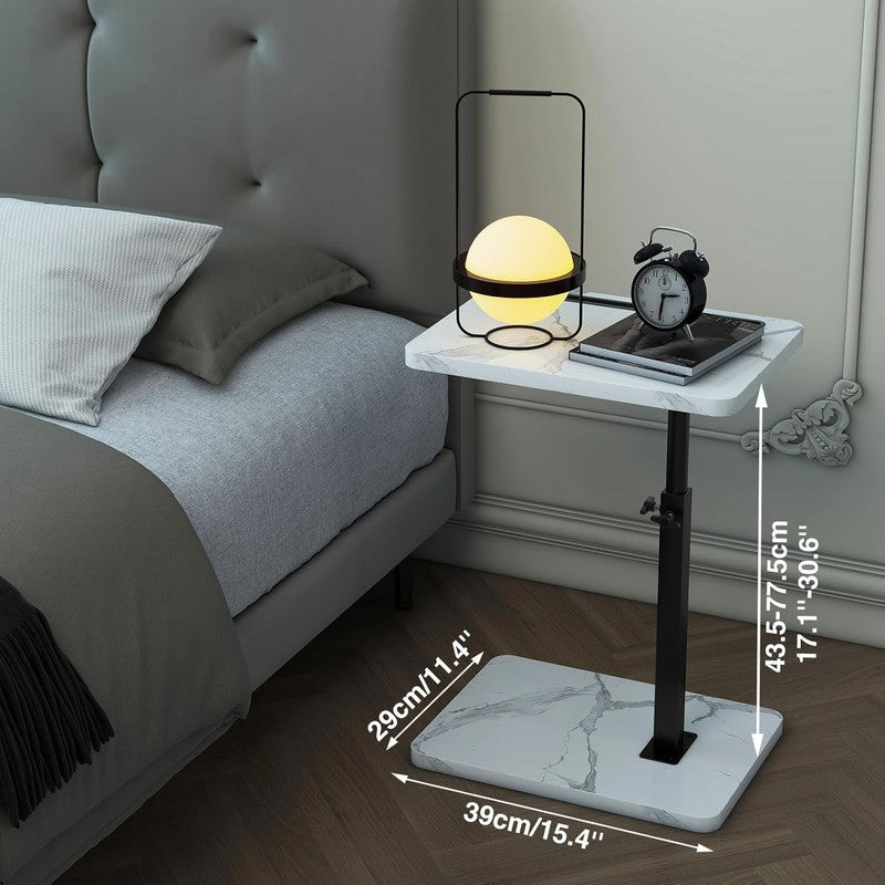 C-Shaped 360° Swivel Adjustable Side Table White & Black Sofa/Bed1