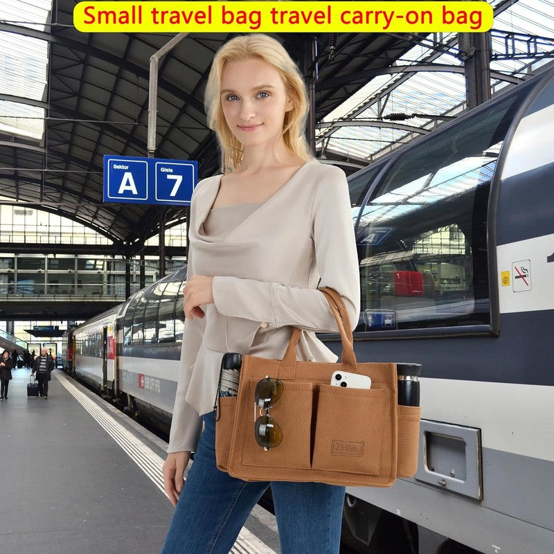 Women’s Large Canvas Tote Bag w/ Compartments Shoulder Crossbody Work Laptop Bag7