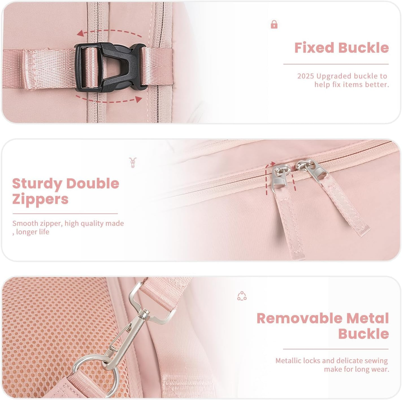Travel Backpack Women Airline Personal Item Laptop Bag Waterproof Pink7