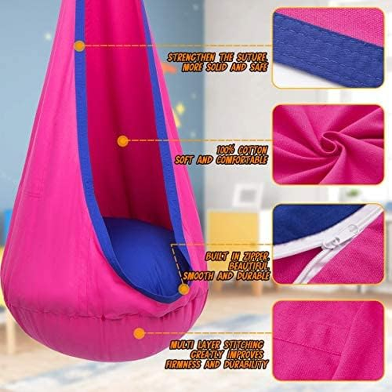 Kids Pod Swing Seat, Hanging Hammock Chair Swing with Inflatable Pillow, Sensory2