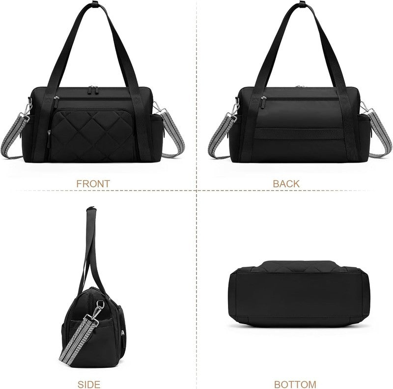 Gym Bag Women Duffle Weekender Travel Tote Wet Pocket Sports Dance Black8