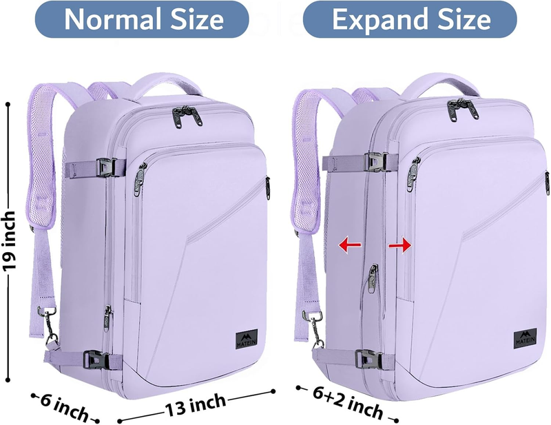 Women 40L Travel Backpack Carry On Expandable Airline Approved Bag5