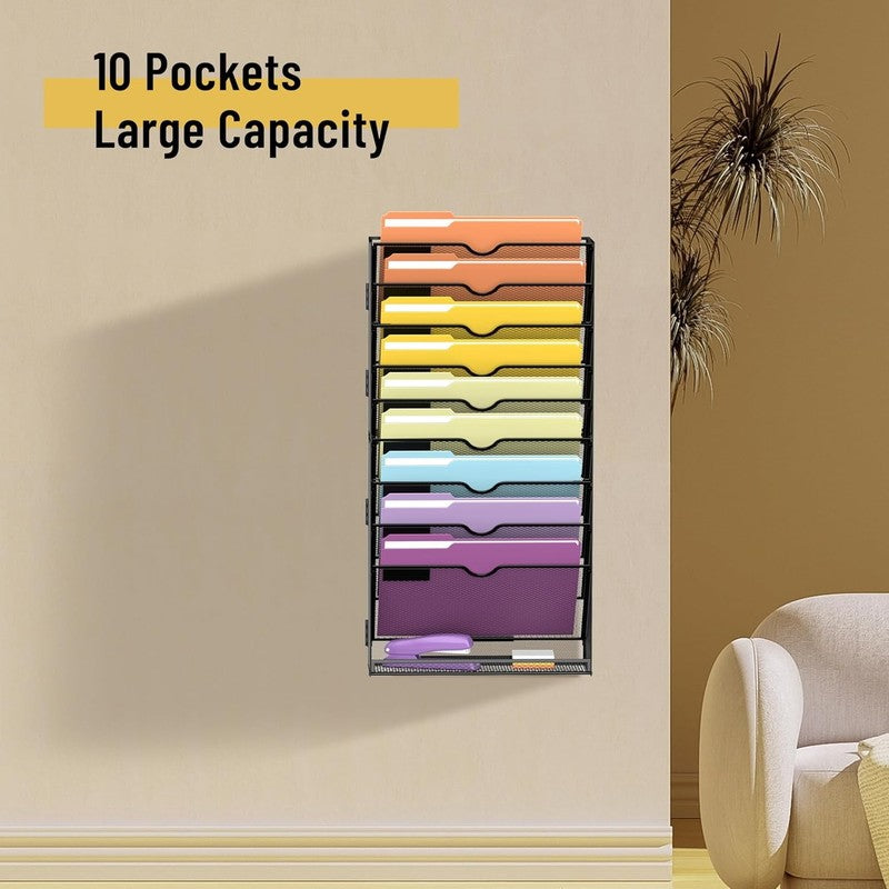 10-Tier Desktop Organizer Hanging Wall File Holder for Papers, Wall File Folder 3