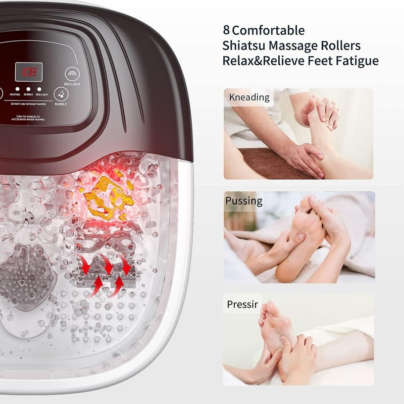 Foot Spa Bath Massager with Heat, Epsom Salt,Bubbles, Vibration and Red Light, T2