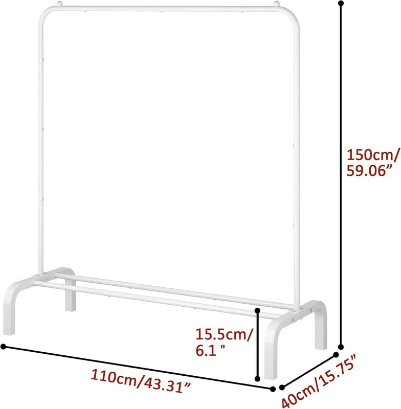 Metal Clothes Rack with Bottom Shelf, Garment Rack for Hanging Clothes White1