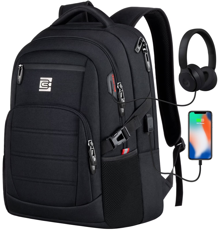 Laptop Backpack USB Charging Port Water Resistant Work Business Bag Men10