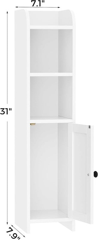Small Bathroom Storage Corner Floor Cabinet with Door and Shelves, beside the To1