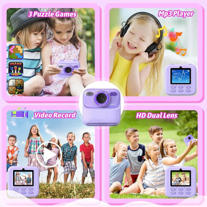 Kids 1080P HD Dual-Lens Instant Camera with Print Paper & 32G Card2